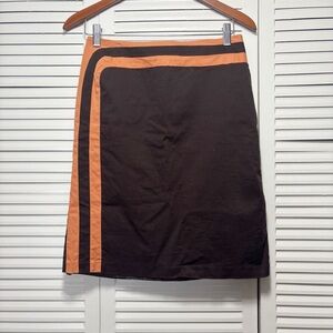 Russell Scott Signature Vintage Style Brown Orange Trim Cotton Skirt Size 6